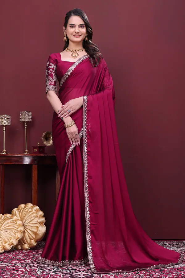 Maroon_Georgette_Embellished_Saree_For_Women