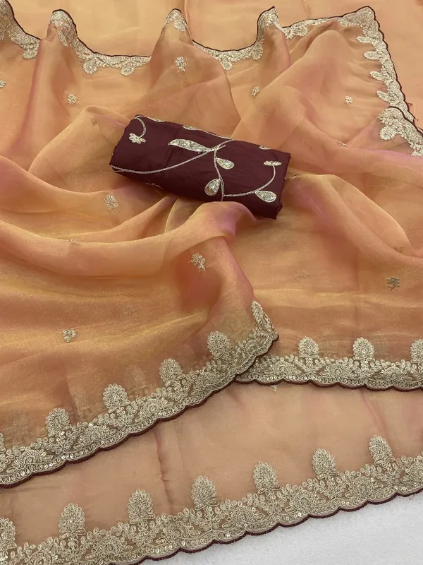 Peach_Embroidered_Saree_For_Women