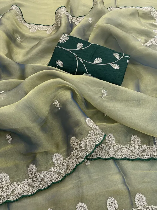 Olive_Green_Embroidered_Saree_For_Women