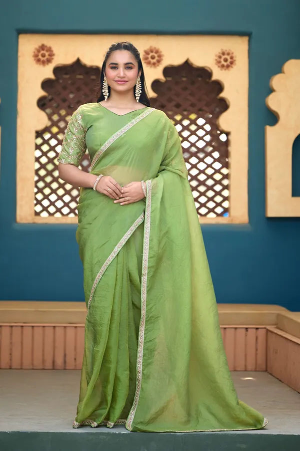 Green_Organza_Lace_Border_Saree_For_Women