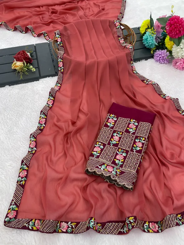 Coral_Floral_Embroidered_Saree_For_Women