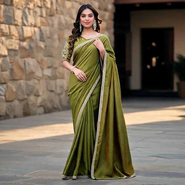 Olive_Green_Embellished_Saree_For_Women