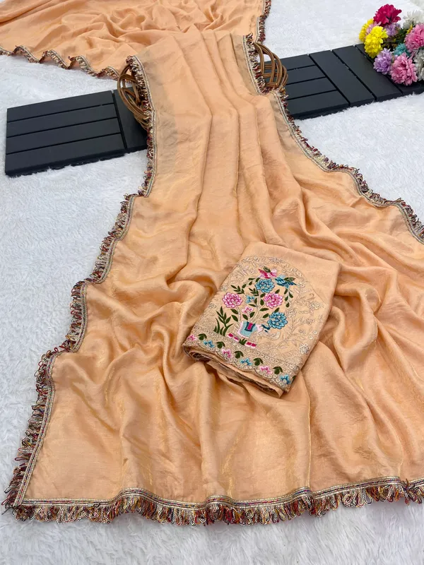 Peach_Embroidered_Saree_For_Women