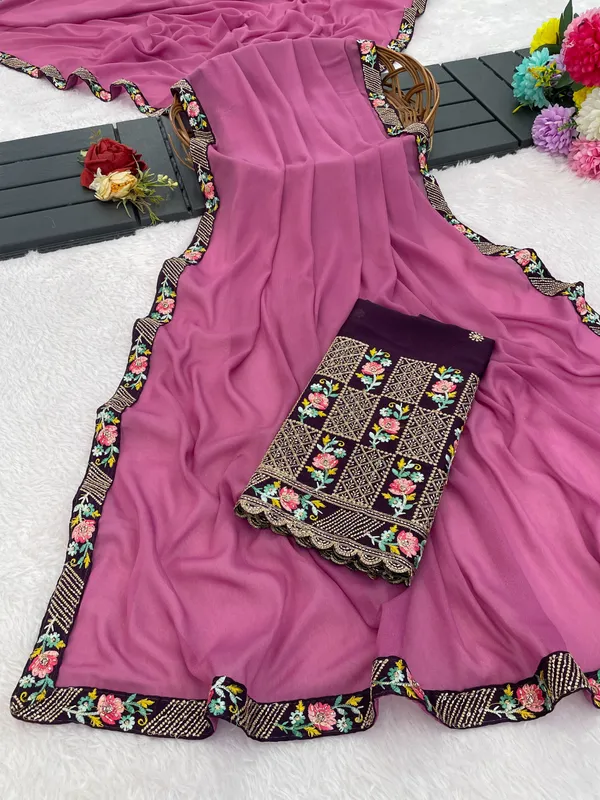 Purple_Floral_Border_Saree_For_Women