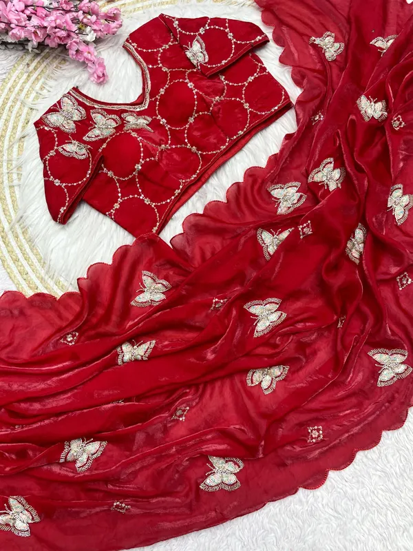 Red_Net_Embroidered_Saree_For_Women