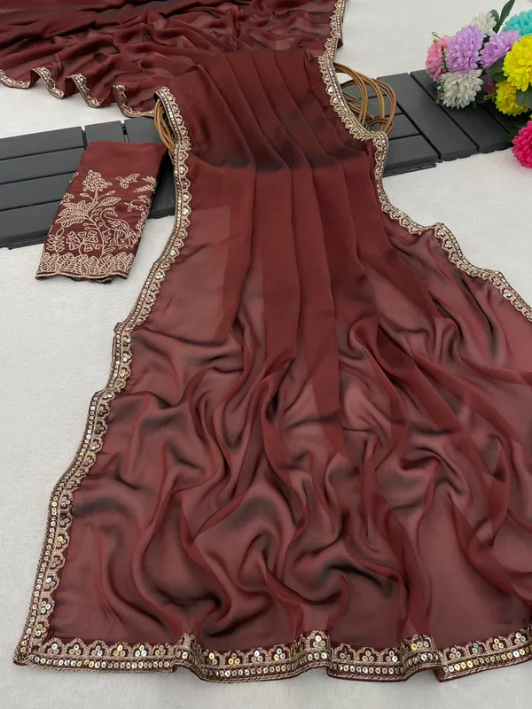 Maroon_Chiffon_Embellished_Saree_For_Women