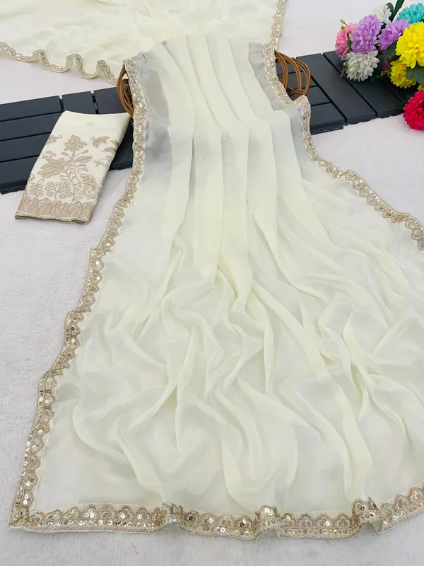 Off_White_Chiffon_Embellished_Saree_For_Women
