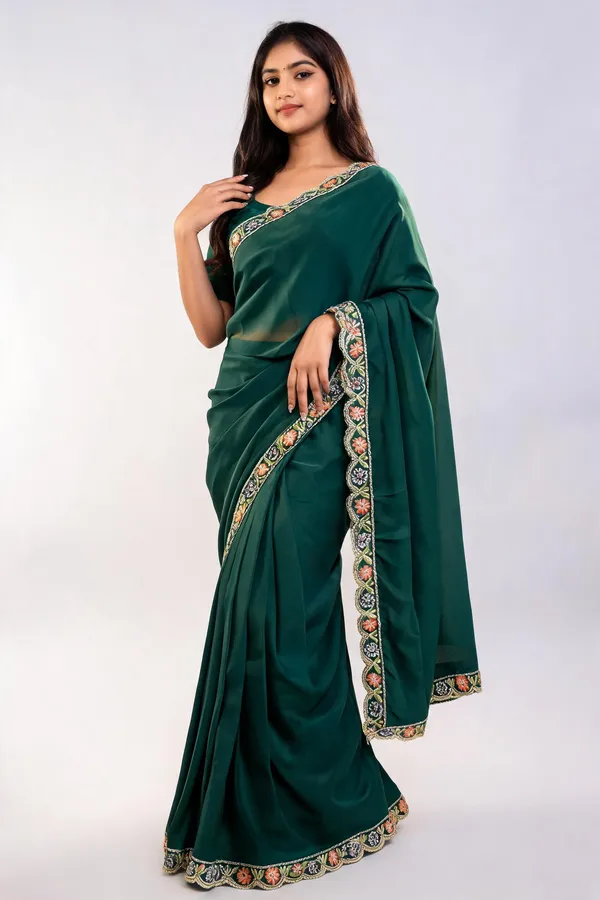 Green_Embroidered_Saree_For_Women