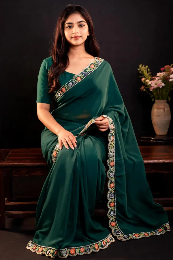 Green_Embroidered_Saree_For_Women