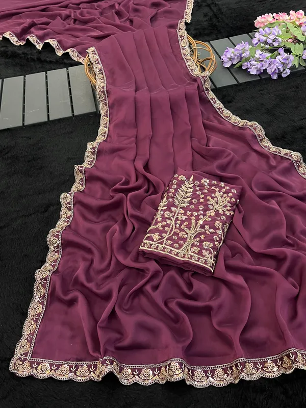 Maroon_Embellished_Saree_For_Women