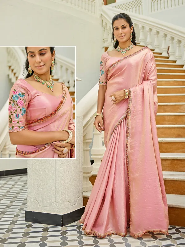 Pink_Satin_Embellished_Saree_For_Women