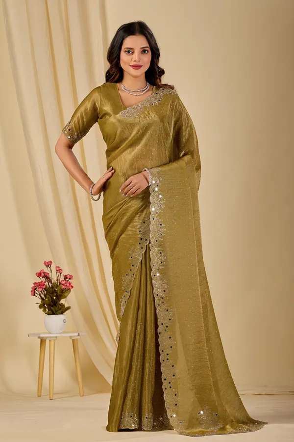 Olive_Georgette_Embroidered_Saree_For_Women