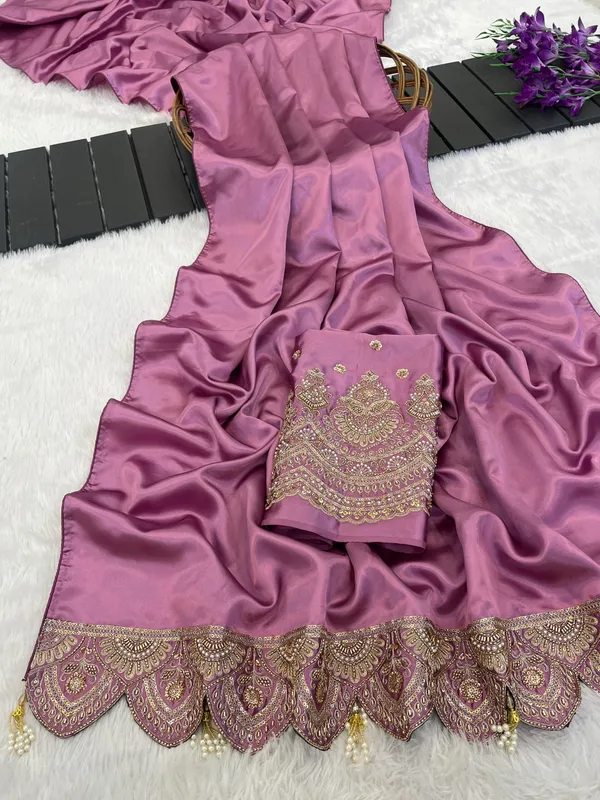 Pink_Satin_Embellished_Saree_For_Women