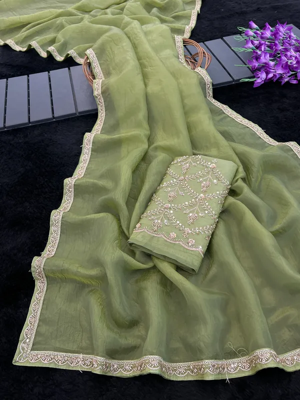 Green_Organza_Lace_Border_Saree_For_Women