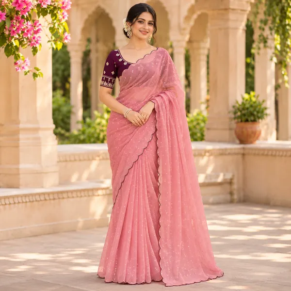 Pink_Net_Embellished_Saree_For_Women
