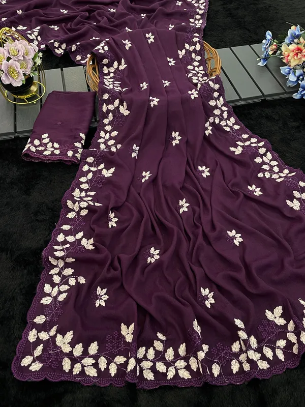Purple_Embroidered_Saree_For_Women