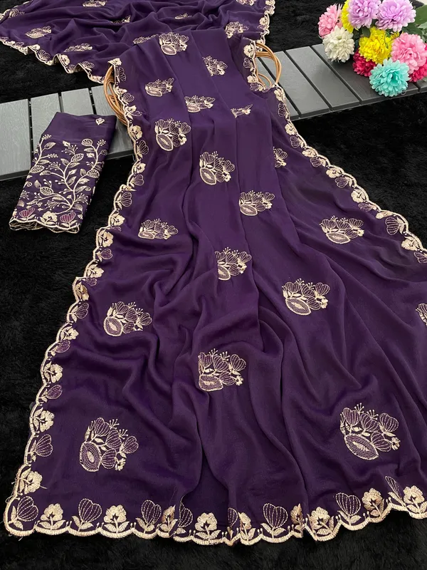 Purple_Embroidered_Saree_For_Women