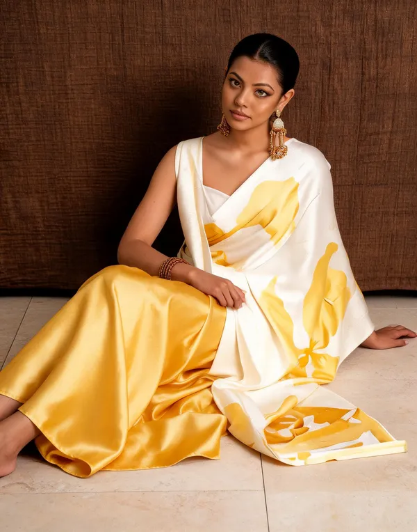 White_And_Yellow_Printed_Saree_For_Women