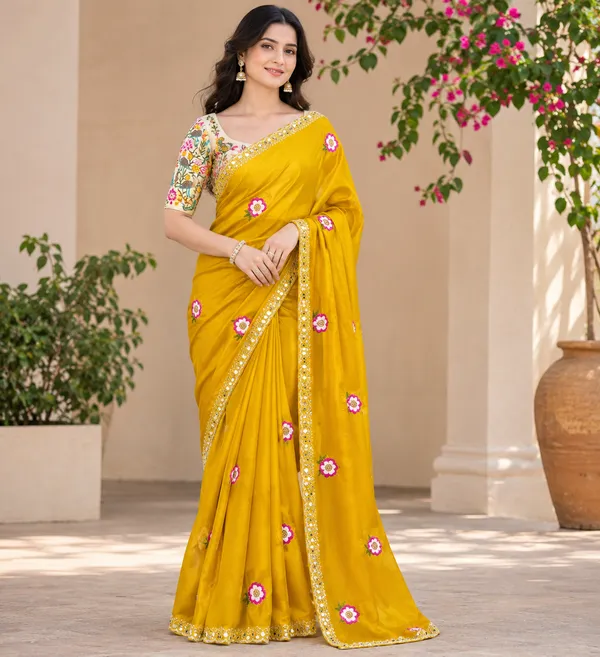 Mustard_Yellow_Embroidered_Saree_For_Women