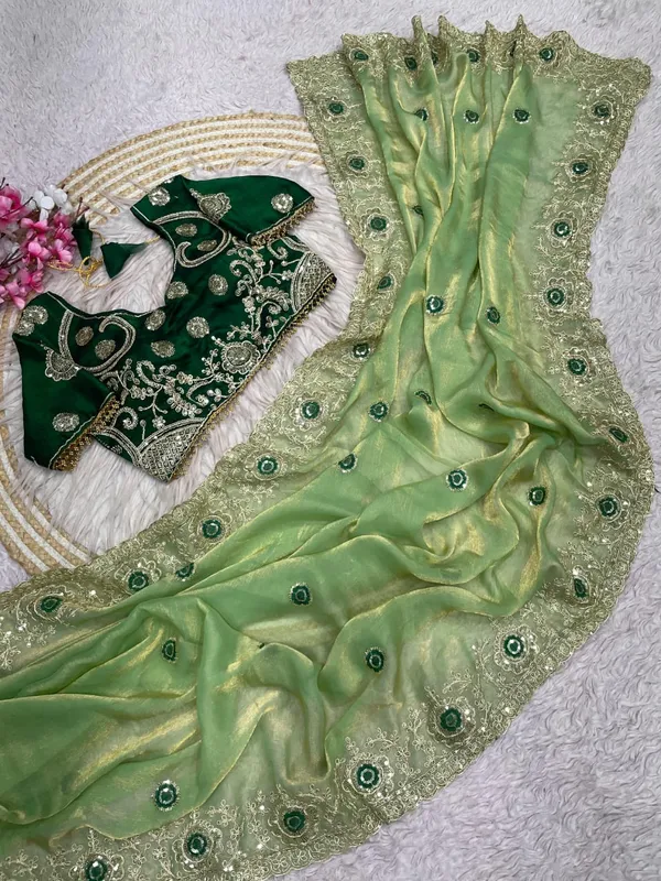 Green_Embroidered_Saree_For_Women