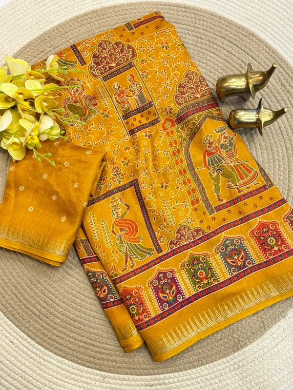 Mustard_Printed_Saree_For_Women