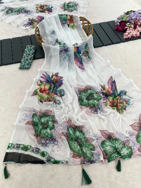 White_Floral_Printed_Saree_For_Women