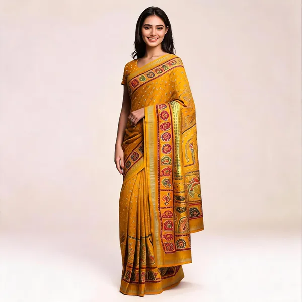 Mustard_Printed_Saree_For_Women