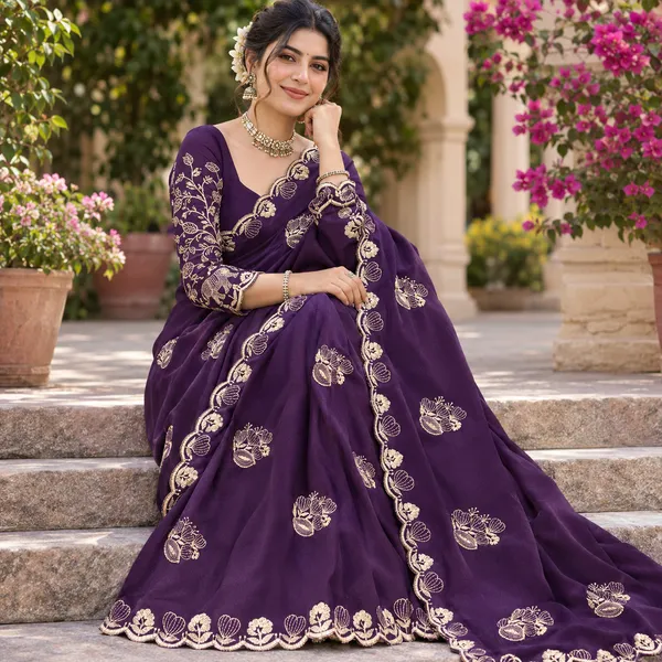 Purple_Embroidered_Saree_For_Women