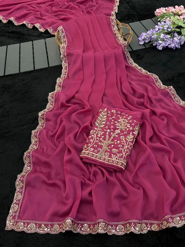 Magenta_Georgette_Embellished_Saree_For_Women