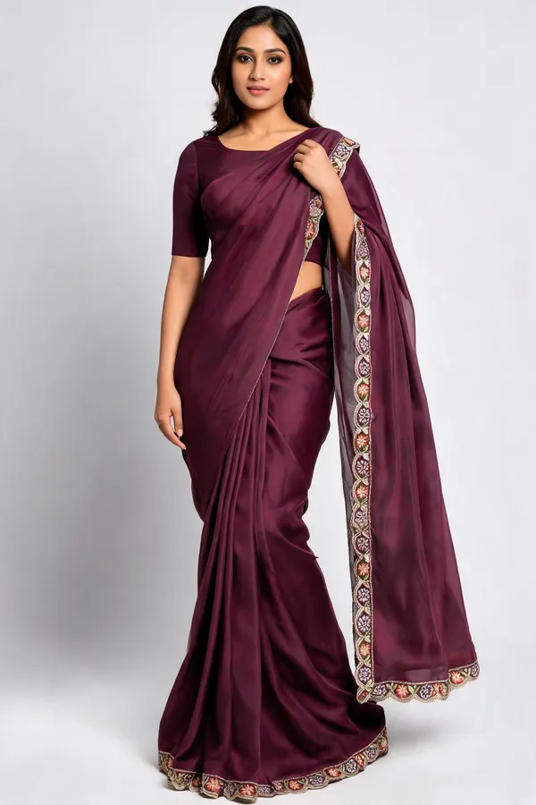 Purple_Satin_Embroidered_Saree_For_Women