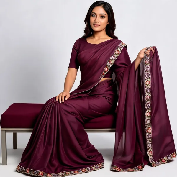 Purple_Satin_Embroidered_Saree_For_Women