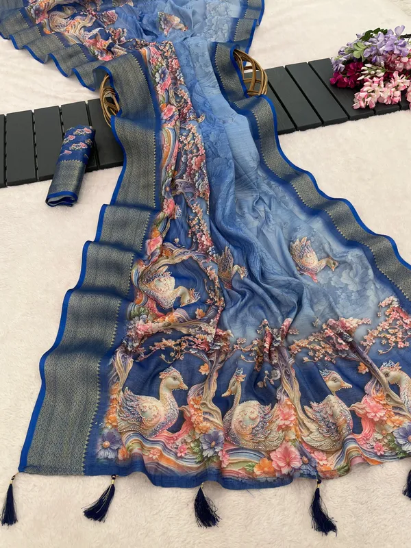 Blue_Printed_Saree_For_Women