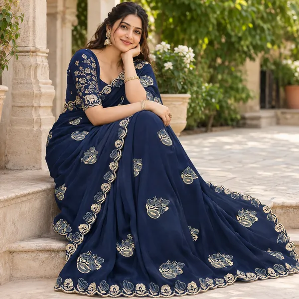 Navy_Blue_Embroidered_Saree_For_Women