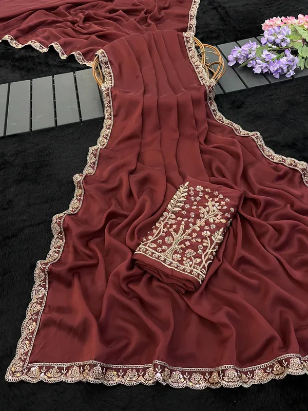 Maroon_Embellished_Saree_For_Women