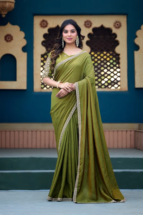 Olive_Green_Embellished_Saree_For_Women