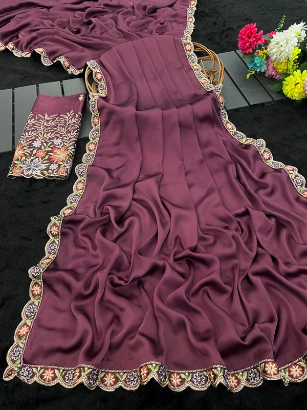 Purple_Satin_Embroidered_Saree_For_Women