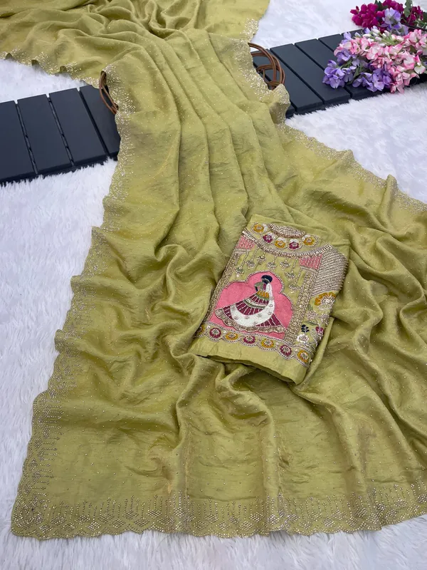 Olive_Silk_Embroidered_Saree_For_Women