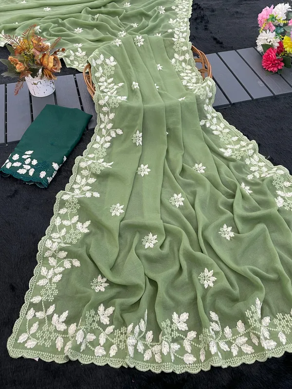 Green_Sheer_Embroidered_Saree_For_Women