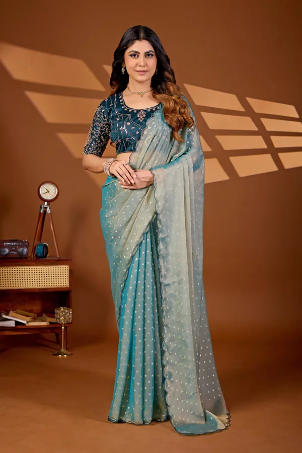 Teal_Embroidered_Saree_For_Women