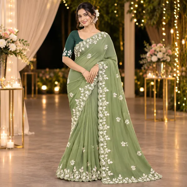 Green_Sheer_Embroidered_Saree_For_Women