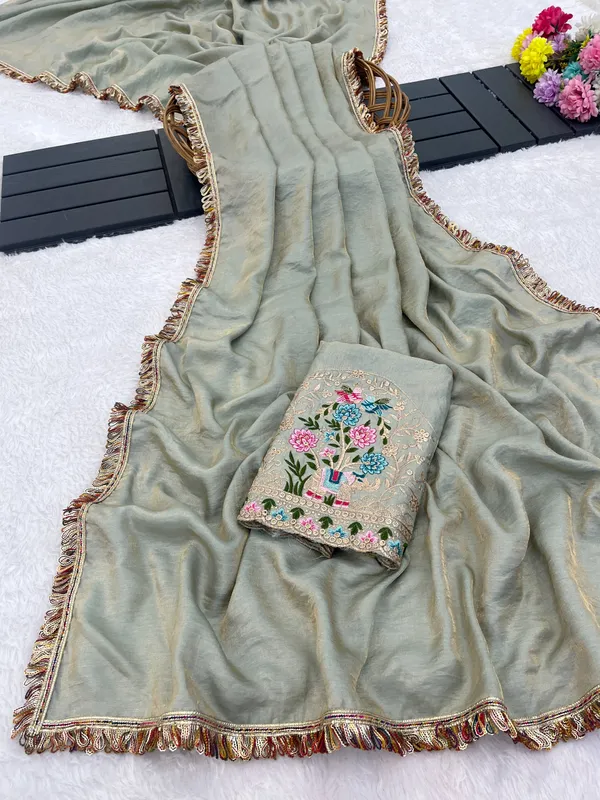 Mint_Green_Embroidered_Saree_For_Women