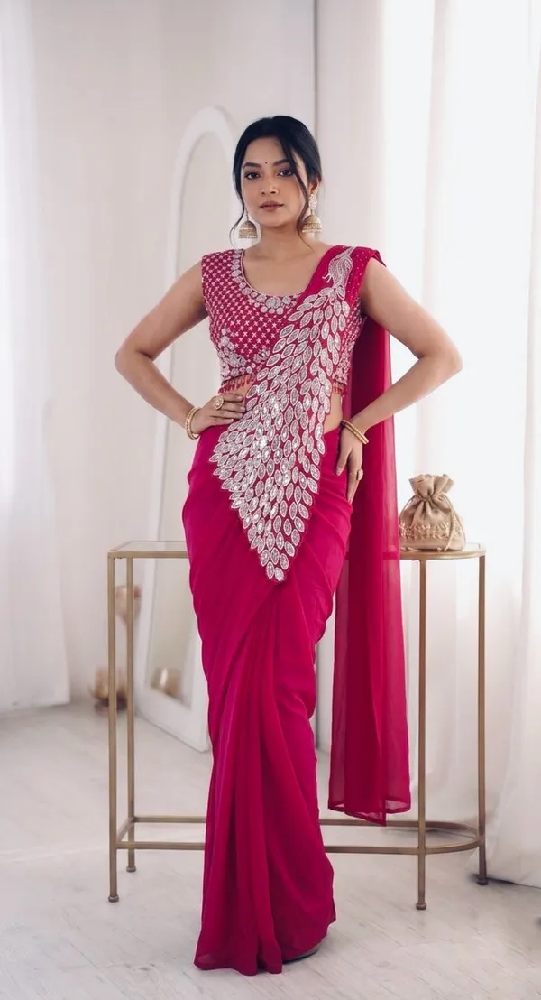 Pink_Georgette_Embellished_Saree_For_Women