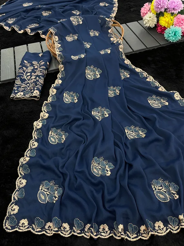Navy_Blue_Embroidered_Saree_For_Women
