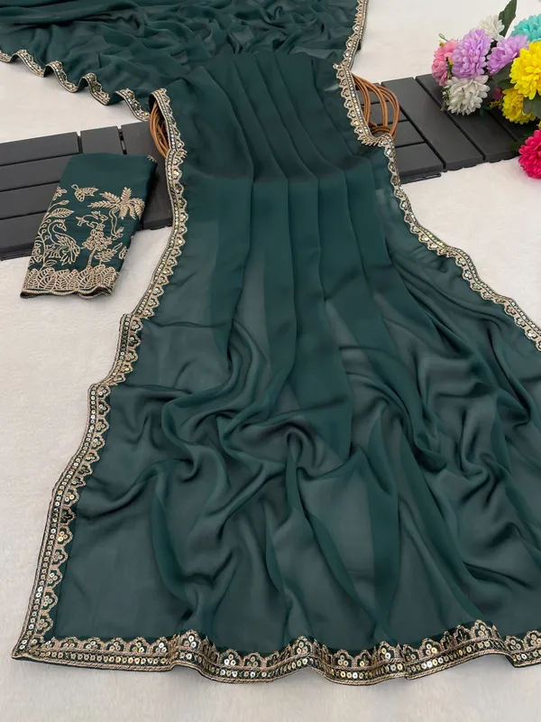Green_Embellished_Saree_For_Women
