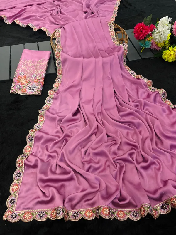 Mauve_Satin_Embroidered_Border_Saree_For_Women