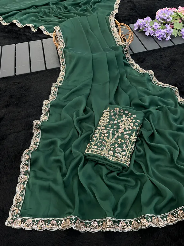 Green_Georgette_Embroidered_Saree_For_Women