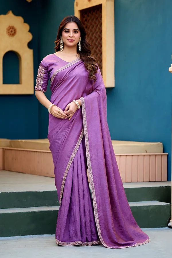 Purple_Embellished_Border_Saree_For_Women
