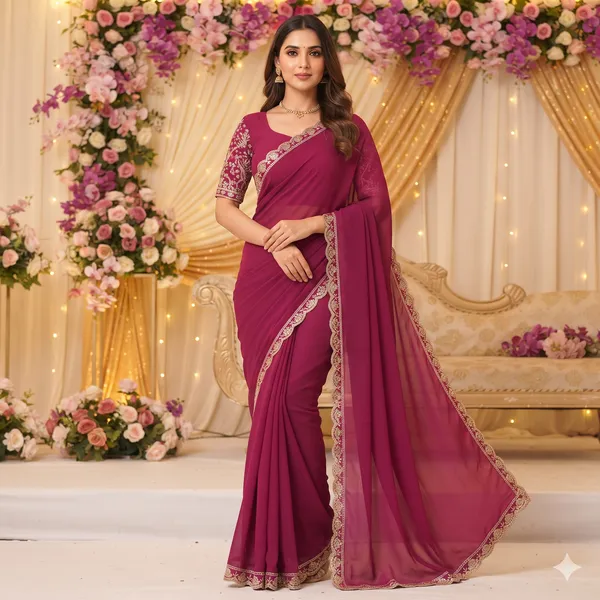 Magenta_Georgette_Embellished_Saree_For_Women