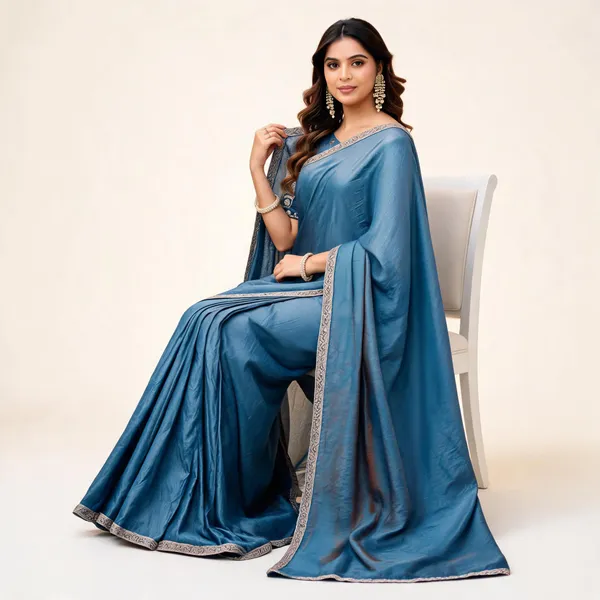 Blue_Border_Detail_Saree_For_Women