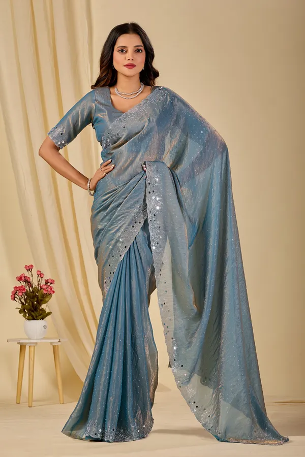 Blue_Net_Embroidered_Saree_For_Women